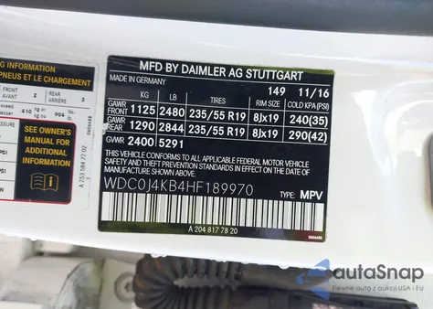 2017 Mercedes-Benz Glc 300 Coupe 4Matic z USA, uszkodzony, nr VIN WDC0J4KB4HF189970